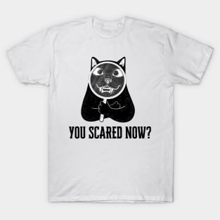 You Scared now? Funny Cat with Magnifying Glass T-Shirt